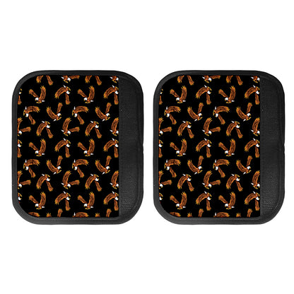 White And Brown Eagle Pattern Print Handle Covers