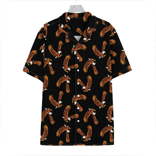 White And Brown Eagle Pattern Print Hawaiian Shirt