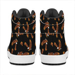 White And Brown Eagle Pattern Print High Top Leather Sneakers