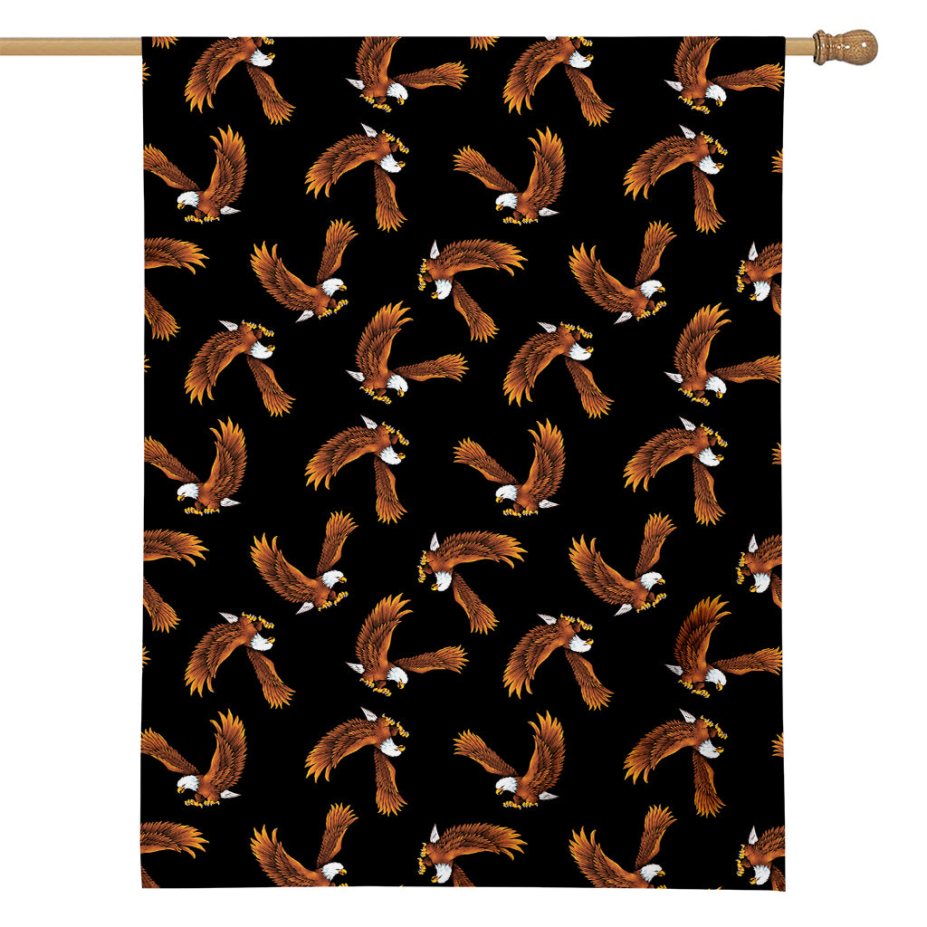 White And Brown Eagle Pattern Print House Flag