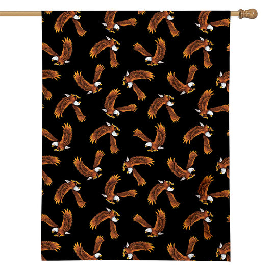 White And Brown Eagle Pattern Print House Flag