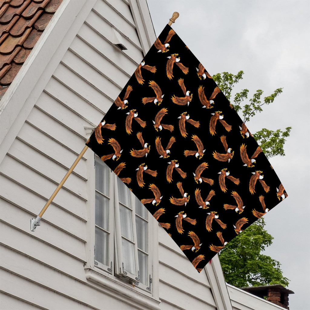 White And Brown Eagle Pattern Print House Flag