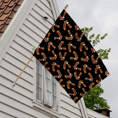 White And Brown Eagle Pattern Print House Flag