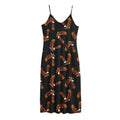 White And Brown Eagle Pattern Print Jersey Midi Cami Dress