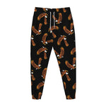 White And Brown Eagle Pattern Print Jogger Pants