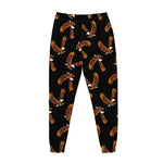 White And Brown Eagle Pattern Print Jogger Pants