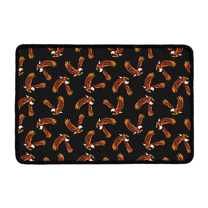 White And Brown Eagle Pattern Print Kitchen Mat