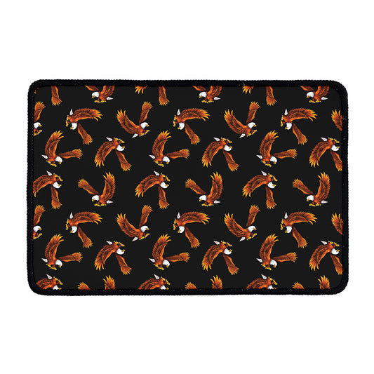 White And Brown Eagle Pattern Print Kitchen Mat