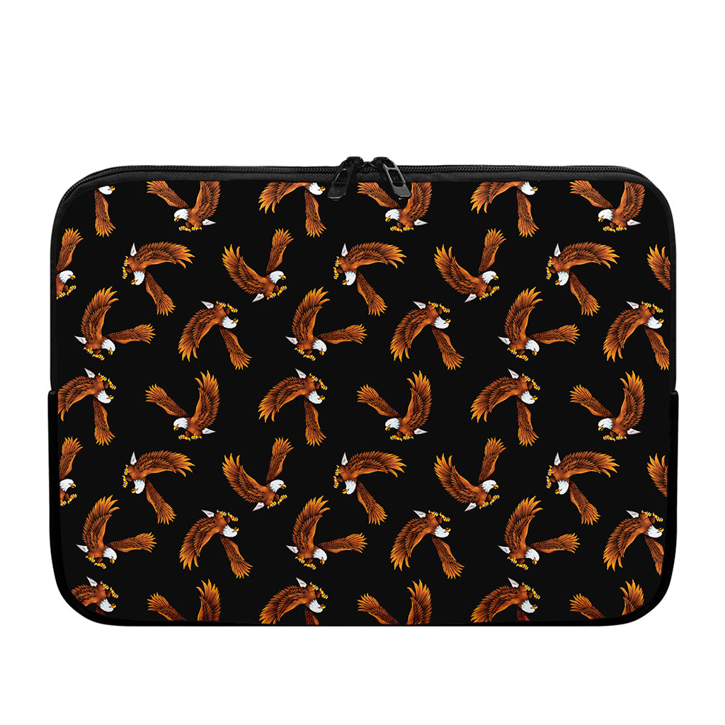 White And Brown Eagle Pattern Print Laptop Sleeve