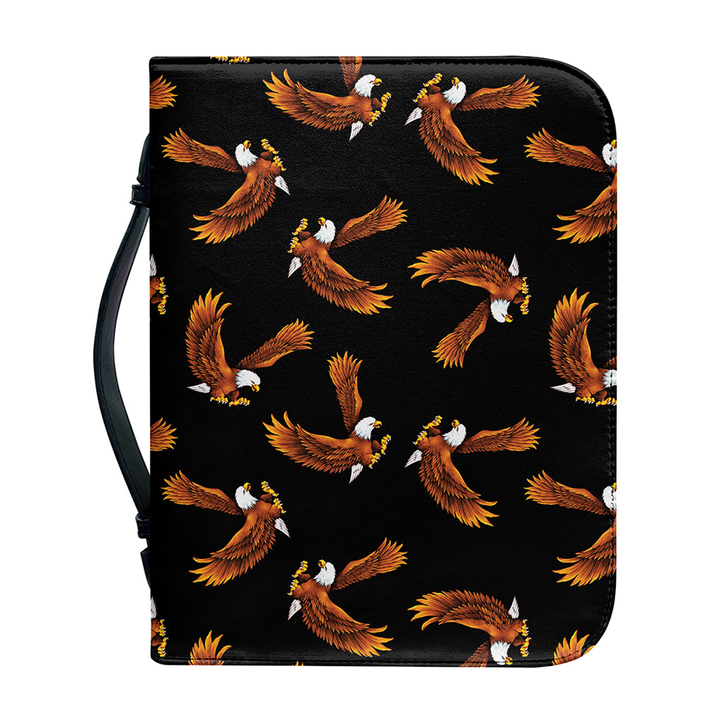 White And Brown Eagle Pattern Print Leather Bible Cover