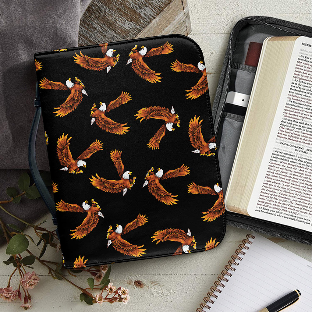 White And Brown Eagle Pattern Print Leather Bible Cover