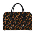 White And Brown Eagle Pattern Print Leather Duffel Bag