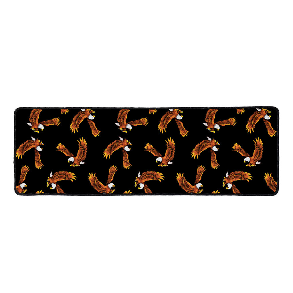 White And Brown Eagle Pattern Print Long Kitchen Mat