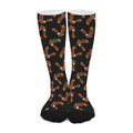 White And Brown Eagle Pattern Print Long Socks