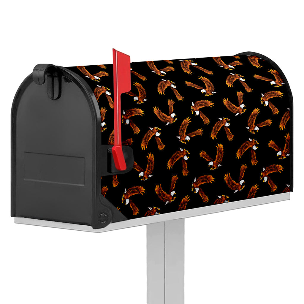 White And Brown Eagle Pattern Print Mailbox Cover