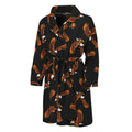 White And Brown Eagle Pattern Print Men's Bathrobe