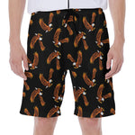 White And Brown Eagle Pattern Print Men's Beach Shorts