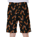 White And Brown Eagle Pattern Print Men's Beach Shorts
