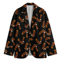 White And Brown Eagle Pattern Print Men's Blazer
