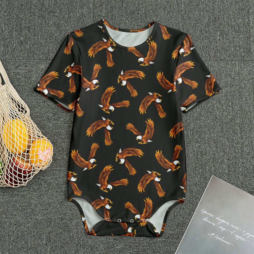 White And Brown Eagle Pattern Print Men's Bodysuit