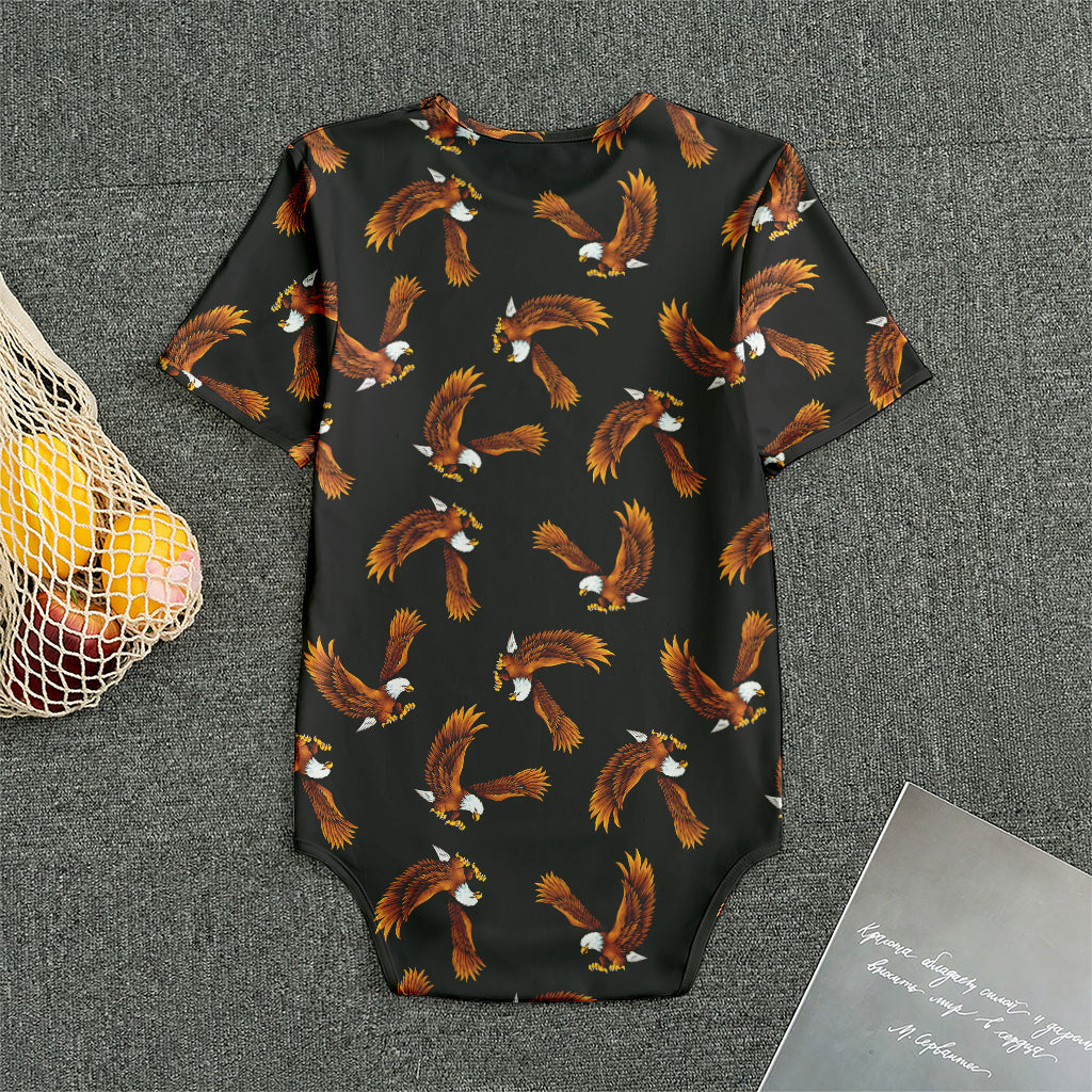 White And Brown Eagle Pattern Print Men's Bodysuit