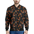 White And Brown Eagle Pattern Print Men's Bomber Jacket