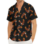 White And Brown Eagle Pattern Print Men's Deep V-Neck Shirt