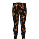 White And Brown Eagle Pattern Print Men's leggings