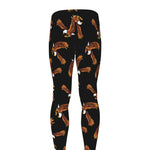 White And Brown Eagle Pattern Print Men's leggings