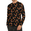 White And Brown Eagle Pattern Print Men's Long Sleeve Rash Guard