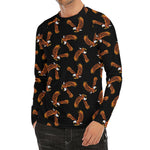 White And Brown Eagle Pattern Print Men's Long Sleeve Rash Guard