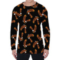 White And Brown Eagle Pattern Print Men's Long Sleeve T-Shirt
