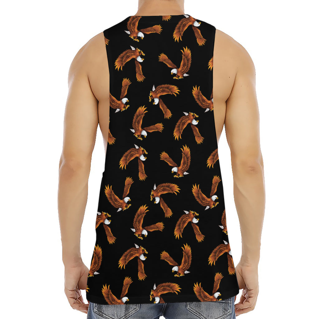 White And Brown Eagle Pattern Print Men's Muscle Tank Top