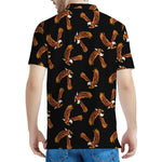 White And Brown Eagle Pattern Print Men's Polo Shirt