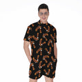 White And Brown Eagle Pattern Print Men's Romper
