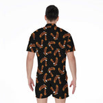 White And Brown Eagle Pattern Print Men's Rompers