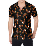 White And Brown Eagle Pattern Print Men's Shirt