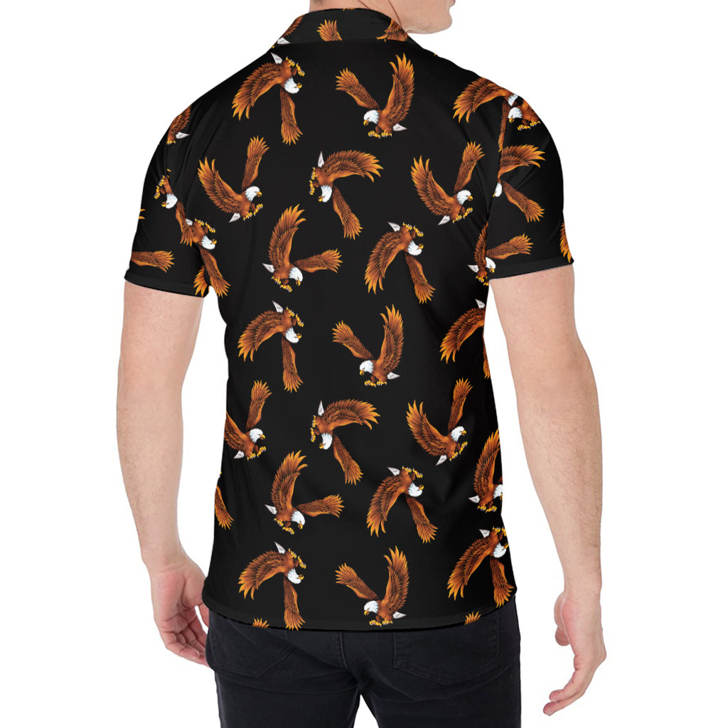 White And Brown Eagle Pattern Print Men's Shirt