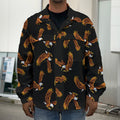White And Brown Eagle Pattern Print Men's Shirt Jacket