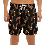 White And Brown Eagle Pattern Print Men's Split Running Shorts