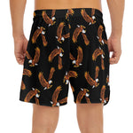 White And Brown Eagle Pattern Print Men's Split Running Shorts
