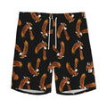 White And Brown Eagle Pattern Print Men's Athletic Shorts