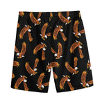 White And Brown Eagle Pattern Print Men's Sports Shorts