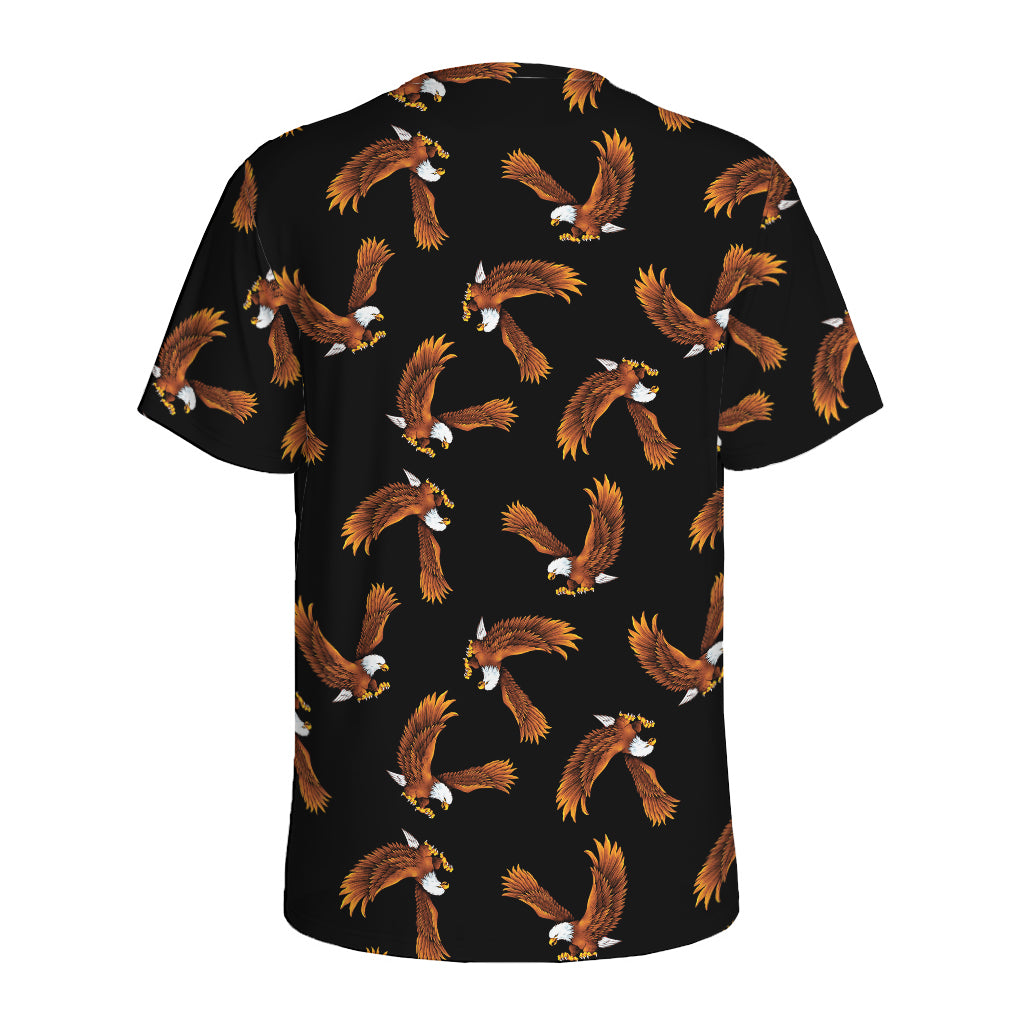 White And Brown Eagle Pattern Print Men's Sports T-Shirt