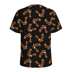 White And Brown Eagle Pattern Print Men's Sports T-Shirt