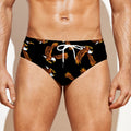 White And Brown Eagle Pattern Print Men's Swim Briefs