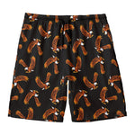 White And Brown Eagle Pattern Print Men's Swim Trunks