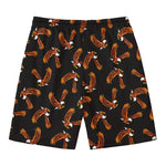 White And Brown Eagle Pattern Print Men's Swim Trunks