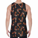 White And Brown Eagle Pattern Print Men's Velvet Tank Top