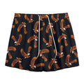 White And Brown Eagle Pattern Print Mesh Shorts